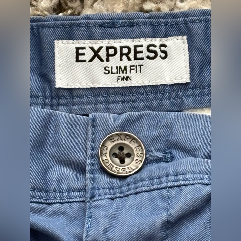 Express Light Blue Slim Fit Trousers